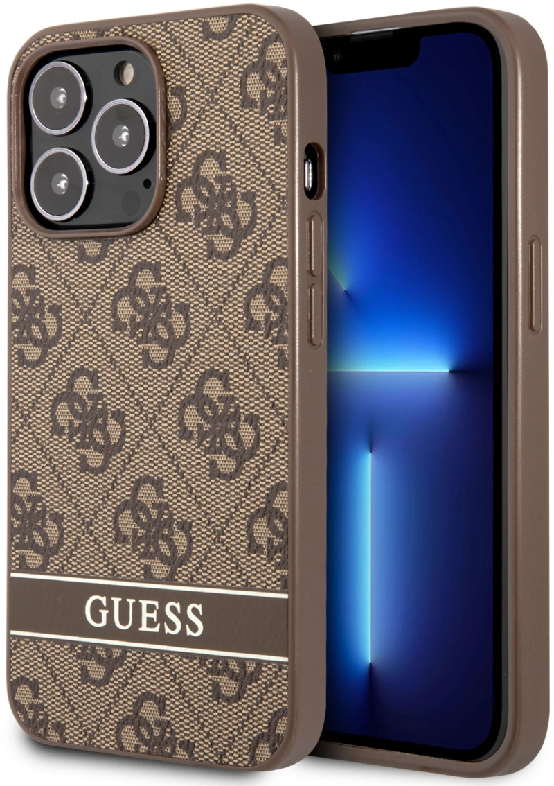 Guess "4G Logo Collection" Printed Stripe Θήκη προστασίας από δερματίνη – iPhone 13 Pro (Καφέ)