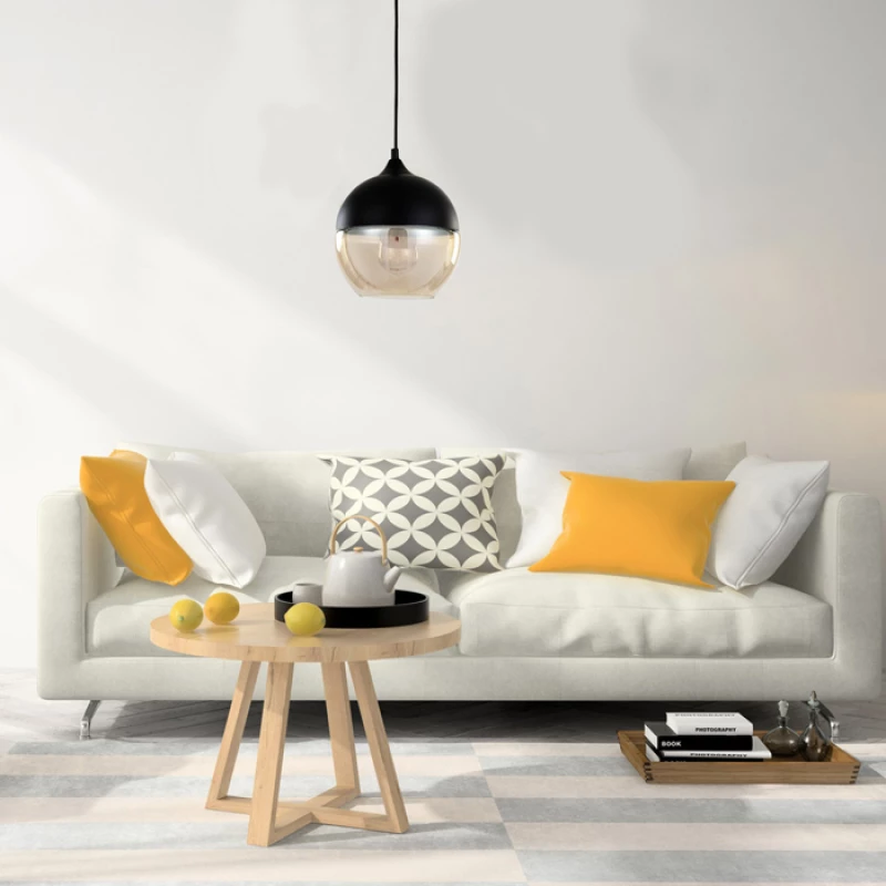 POWERTECH φωτιστικό οροφής HLL-0028  E27  20x20cm  γυάλινο  μαύρο