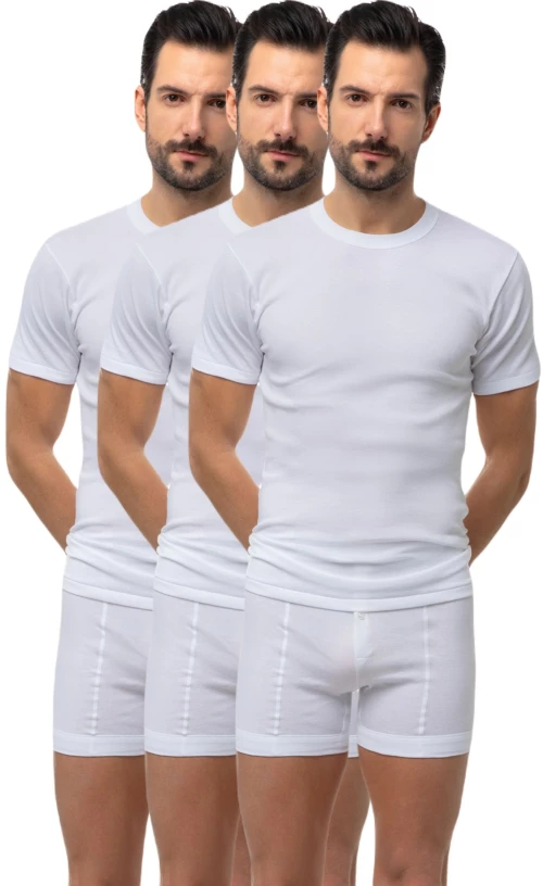 Ανδρική Φανέλα Minerva Κλειστή Λαιμουδιά 3 pack Λευκό 18110
