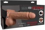FETISH FANTASY SERIES STRAP-ON WITH HOLLOW DILDO 10 FUNCTIONS REMOTE CONTROL TAN18cm