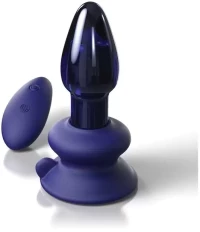 ICICLES No.85 MULTI-FUNCTION VIBRATING GLASS PLUG BLUE 10.2cm
