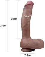 LOVETOY DILDO NATURE 10.5" DUAL LAYER PLATINUM SILICONE WITH BALLS FLESH 27cm