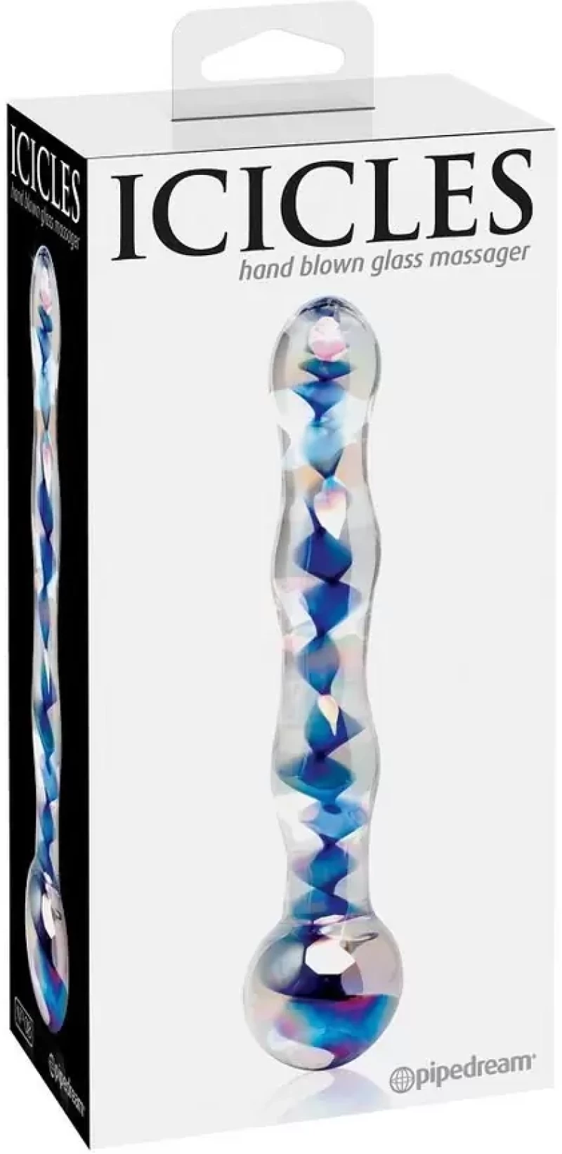ICICLES No. 8 HAND BLOWN GLASS MASSAGER CLEAR 18cm