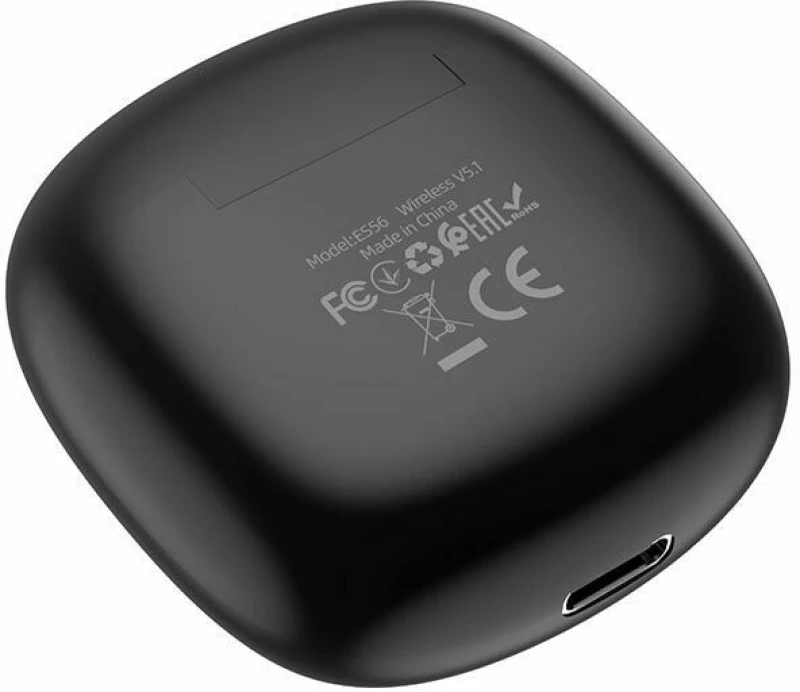 Hoco ES56 Scout Earbud Bluetooth Handsfree Ακουστικά με Θήκη Φόρτισης Μαύρα