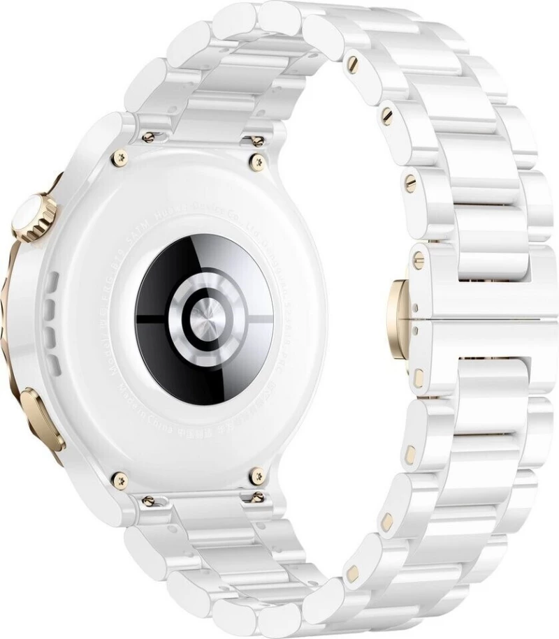 Huawei Watch GT 3 Pro Ceramic 43mm Αδιάβροχο με Παλμογράφο (White Strap Gold)