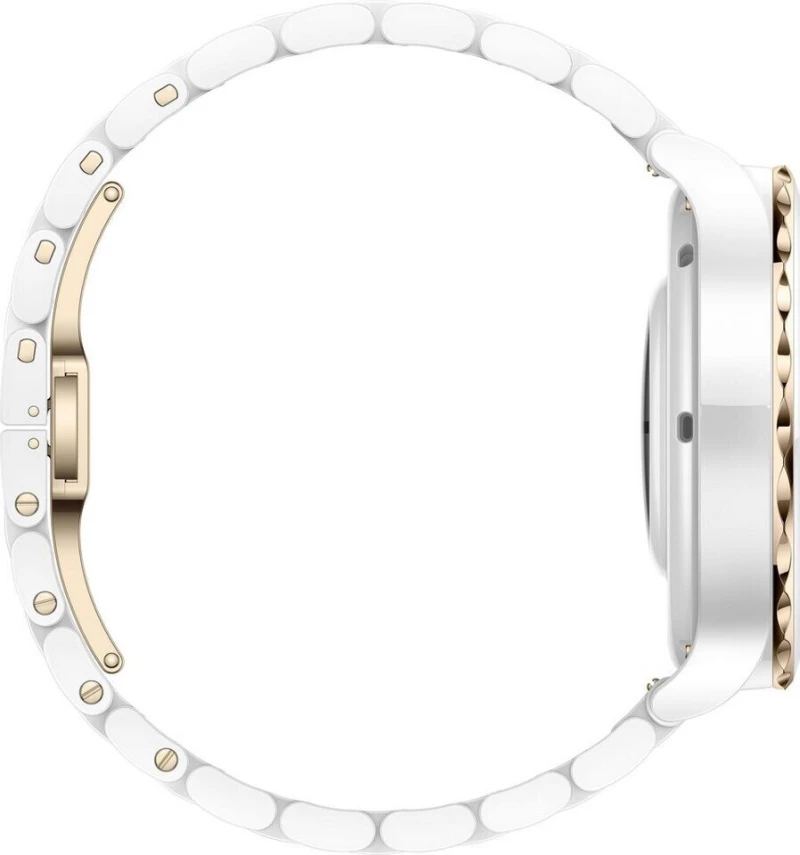 Huawei Watch GT 3 Pro Ceramic 43mm Αδιάβροχο με Παλμογράφο (White Strap Gold)