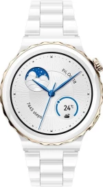 Huawei Watch GT 3 Pro Ceramic 43mm Αδιάβροχο με Παλμογράφο (White Strap Gold)