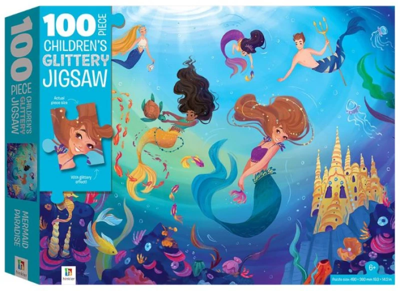 Παιδικό Puzzle Hinkler Mermaids Glittery 22x28cm 100pcs 6+ Ετών