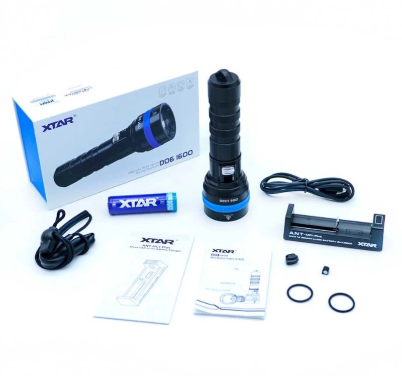 XTAR D06 Καταδυτικός Φακός LED φωτεινότητας 1600lm Full Set