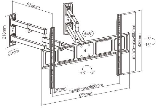 Brateck Βάση TV ΓωνίαΚολώνα LPA63-466C 32&quot - 70&quot