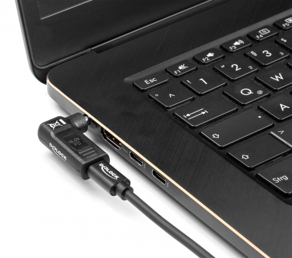 DELOCK αντάπτορας τροφοδοσίας 60011, USB-C σε 5.5x2.5mm, 90°, μαύρος