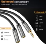 CABLETIME καλώδιο Stereo 3.5mm M σε 2x 3.5mm F AV309, 3pole, 0.2m, μαύρο