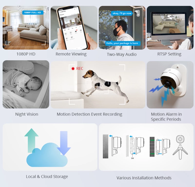 SONOFF smart κάμερα S-CAM με ηχητικό συναγερμό  1080p FHD  Wi-Fi