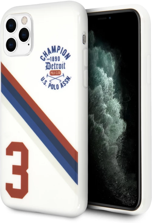 U.S. Polo Assn. “Detroit 3 Stripes Collection” Θήκη προστασίας από πολυκαρβονικό – iPhone 11 Pro Max (Λευκό – USHCN65PCDGS)