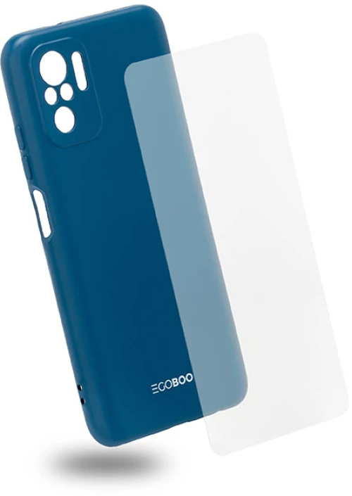 EGOBOO Case TPU Sky Blue +Tempered Glass(Xiaomi Redmi Note 10S)