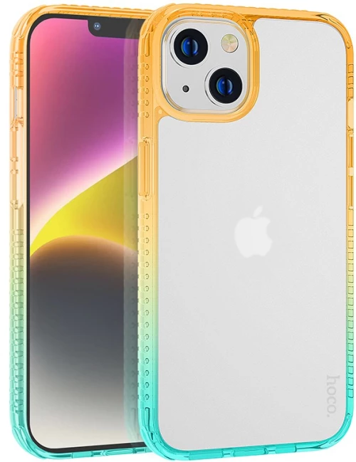 Θήκη Hoco Crystal Color Skin Feel για Apple iPhone 14 Plus Πορτοκαλί Πράσινη