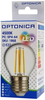 OPTONICA LED λάμπα G45 Filament 1868, 4W, 4500K, E27, 400lm