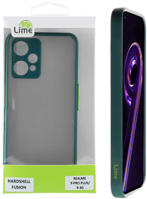 LIME ΘΗΚΗ REALME 9 PRO PLUS/9 4G 6.4" HARDSHELL FUSION FULL CAMERA PROTECTION GREEN WITH YELLOW KEYS