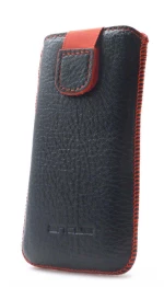 Θήκη Protect Ancus για Apple iPhone SE/5/5S/5C Δέρμα Μαύρη με Κόκκινη Ραφή
