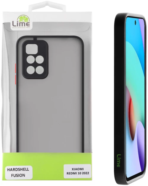 LIME ΘΗΚΗ XIAOMI REDMI 10/REDMI 10 2022 6.5" HARDSHELL FUSION FULL CAMERA PROTECTION BLACK WITH RED KEYS