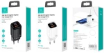 USAMS φορτιστής τοίχου CC152 με οθόνη, USB-C & USB, PD & QC, 33W, μαύρος