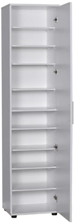 Ντουλάπα ρούχων - παπουτσοθήκη 20 ζεύγων Flat Megapap μονόφυλλη με καθρέφτη σε λευκό 45x36x187εκ.