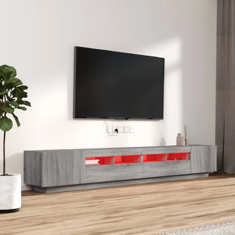 vidaXL Σετ Επίπλων Τηλεόρασης 3 Τεμ LED Γκρι Sonoma Επεξεργασμένο Ξύλο N/A Γκρι