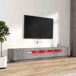 vidaXL Σετ Επίπλων Τηλεόρασης 3 Τεμ LED Γκρι Sonoma Επεξεργασμένο Ξύλο N/A Γκρι