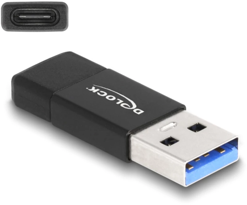 DELOCK αντάπτορας USB 3.2 Gen 2 σε USB Type-C 60001, 10Gbps, μαύρος