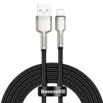 BASEUS CAFULE METAL 2.4A Καλώδιο Φόρτισης Συγχρονισμού LIGHTNING 2.0M - ΜΑΥΡΟ