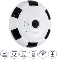 GloboStar® 86027 Επαναφορτιζόμενη Επιτοίχια IP Camera 1080P WiFi 360° Μοιρών - 6200mAh - Νυχτερινή Όραση με LED IR - Διπλή Κατέυθυνση Ομιλίας - Ανιχνευτή Κίνησης - Νυχτερινή Λήψη - 25 Μέρες Stand By - Λευκό Μαύρο