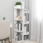 808909 vidaXL Βιβλιοθήκη Λευκή 48 x 25,5 x 140 εκ. από Μοριοσανίδα Λευκό, 1 Τεμάχιο