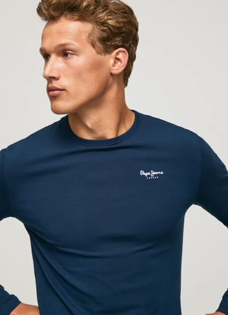 Pepe Jeans T-Shirt Μακρυμάνικο Σκούρο Μπλε ORIGINAL BASIC 2 LONG N PM508211-595 NAVY