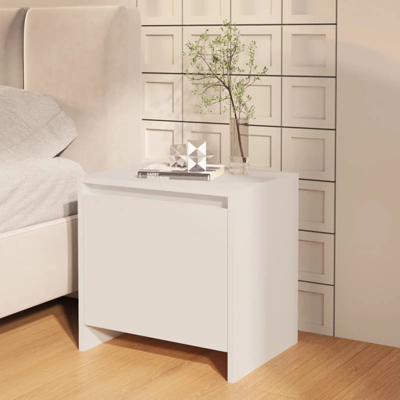 vidaXL Κομοδίνο Λευκό 45 x 34 x 44,5 εκ. από Μοριοσανίδα N/A Λευκό