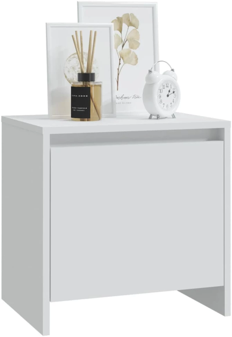 vidaXL Κομοδίνο Λευκό 45 x 34 x 44,5 εκ. από Μοριοσανίδα N/A Λευκό