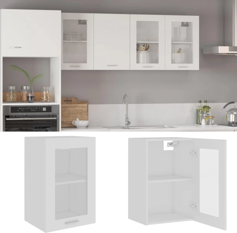 vidaXL Ντουλάπι Κρεμαστό με Τζάμι Λευκό 40x31x60 εκ. Μοριοσανίδα  Λευκό