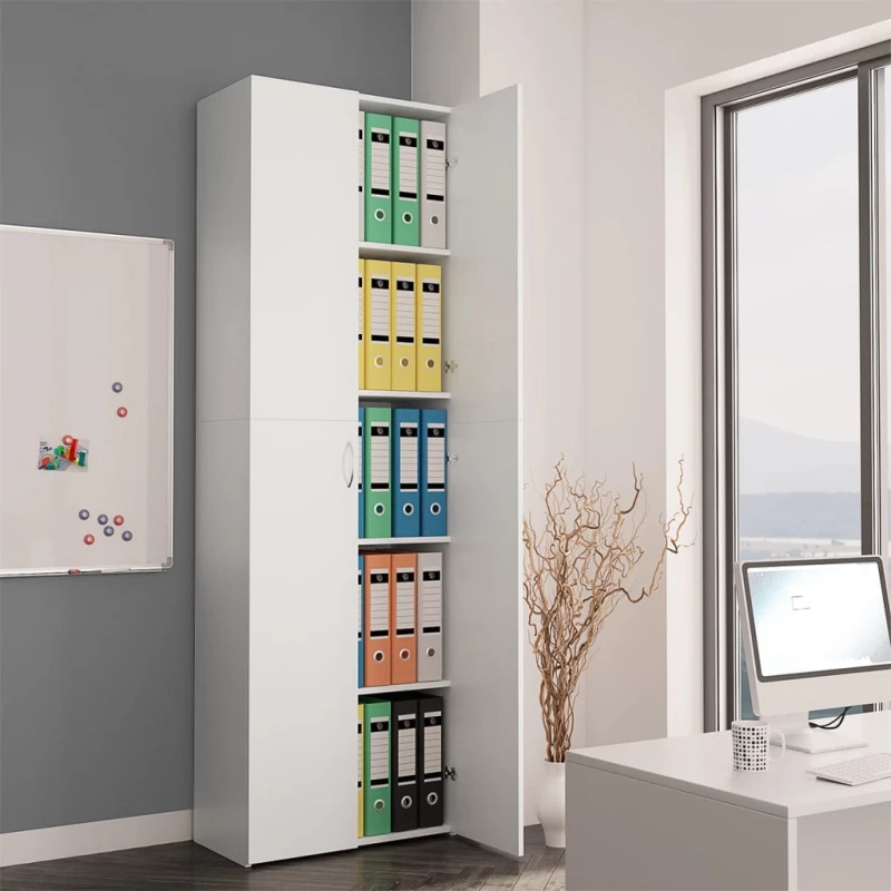vidaXL Ντουλάπα Γραφείου Λευκή 60 x 32 x 190 εκ. από Μοριοσανίδα N/A Λευκό