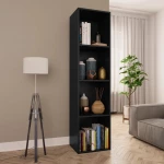 vidaXL Βιβλιοθήκη/Έπιπλο Τηλεόρασης Μαύρο 36x30x143 εκ. Μοριοσανίδα N/A Μαύρο