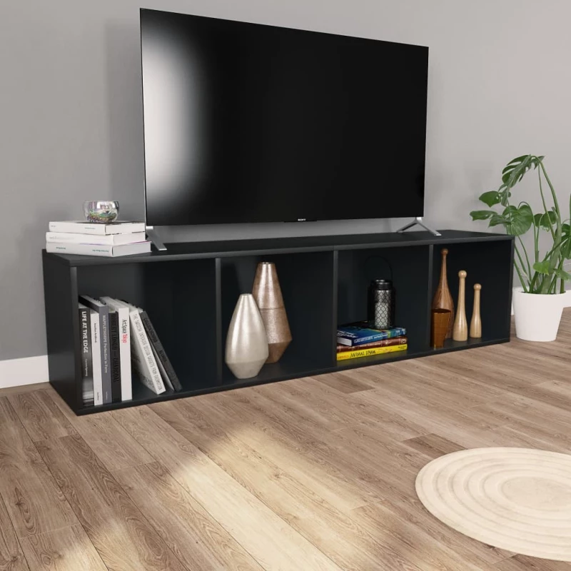vidaXL Βιβλιοθήκη/Έπιπλο Τηλεόρασης Μαύρο 36x30x143 εκ. Μοριοσανίδα N/A Μαύρο