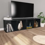 vidaXL Βιβλιοθήκη/Έπιπλο Τηλεόρασης Μαύρο 36x30x143 εκ. Μοριοσανίδα N/A Μαύρο