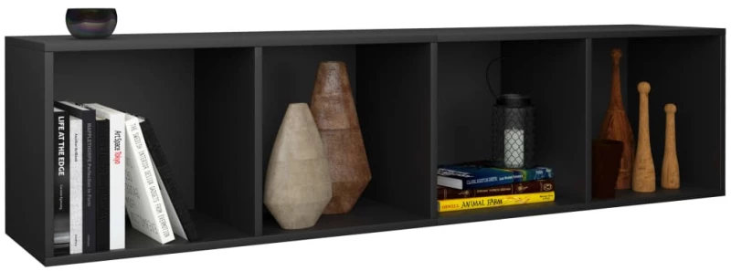 vidaXL Βιβλιοθήκη/Έπιπλο Τηλεόρασης Μαύρο 36x30x143 εκ. Μοριοσανίδα N/A Μαύρο