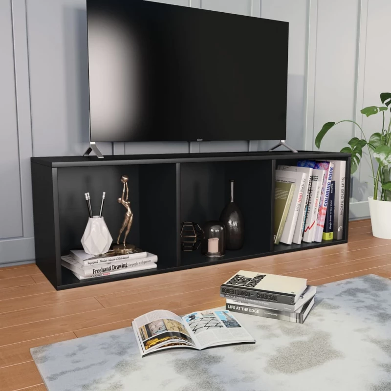 vidaXL Βιβλιοθήκη/Έπιπλο Τηλεόρασης Μαύρο 36x30x114 εκ. Μοριοσανίδα N/A Μαύρο