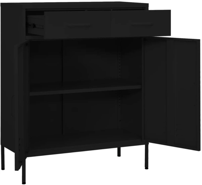 vidaXL Ντουλάπι Αποθήκευσης Μαύρο 80 x 35 x 101,5 εκ. από Ατσάλι N/A Μαύρο