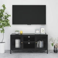 vidaXL Έπιπλο Τηλεόρασης Μαύρο 105 x 35 x 52 εκ. από Ατσάλι και Γυαλί N/A Μαύρο