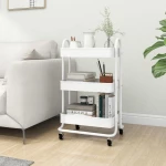 vidaXL Τροχήλατη Βάση 3 Επιπέδων Λευκή 43 x 34 x 79 εκ. από Ατσάλι  Λευκό