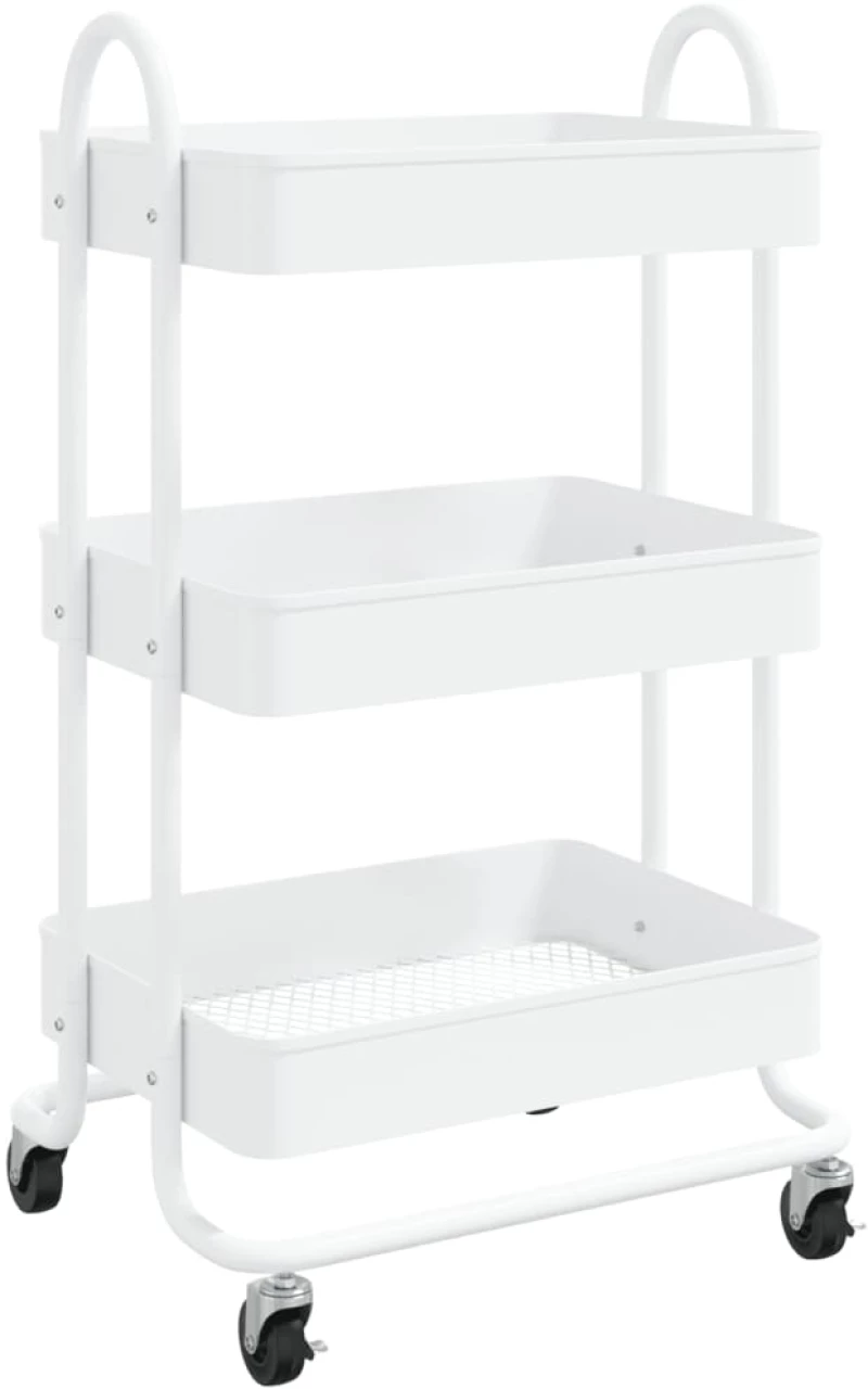 vidaXL Τροχήλατη Βάση 3 Επιπέδων Λευκή 43 x 34 x 79 εκ. από Ατσάλι  Λευκό