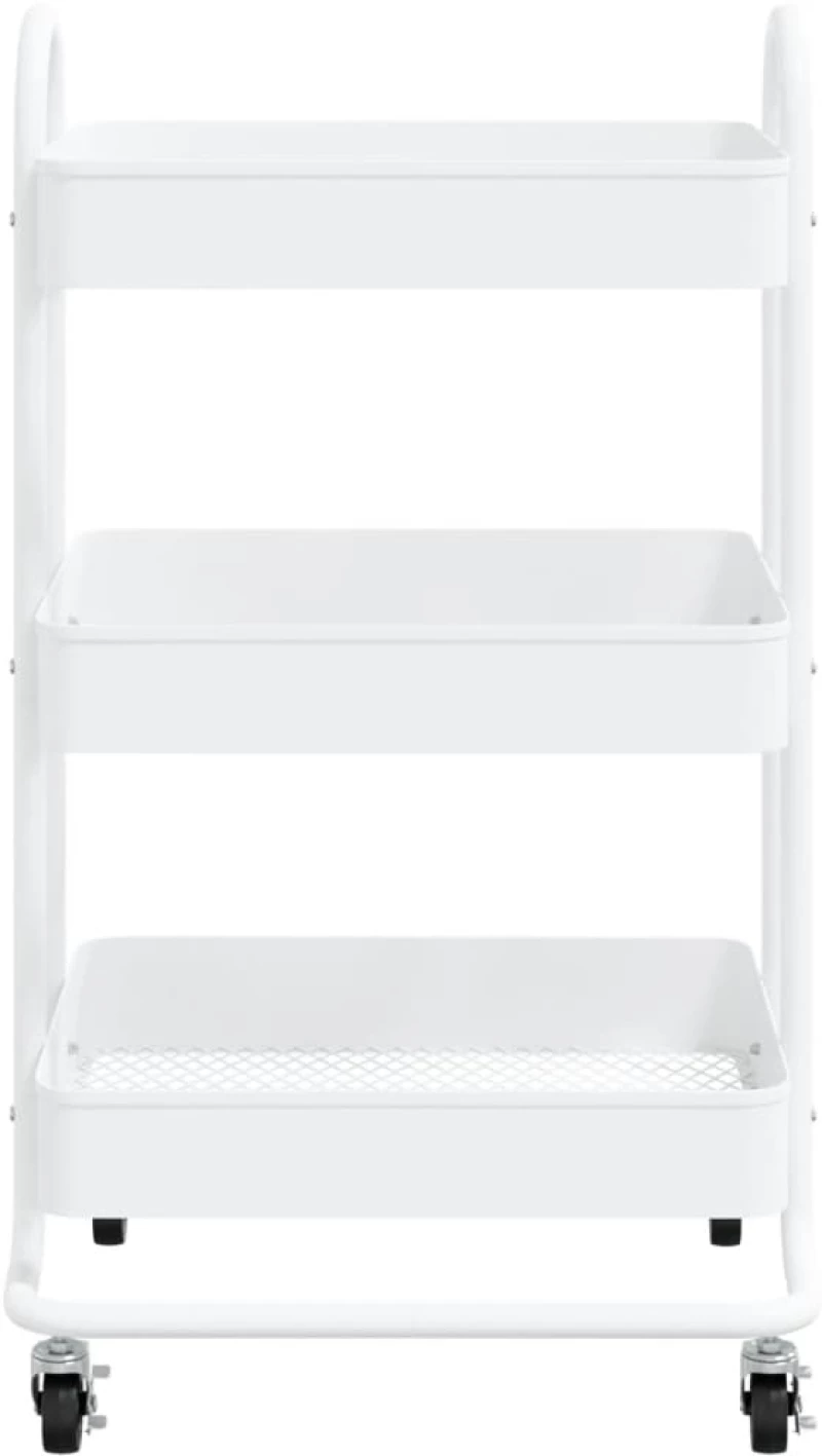 vidaXL Τροχήλατη Βάση 3 Επιπέδων Λευκή 43 x 34 x 79 εκ. από Ατσάλι  Λευκό