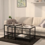 vidaXL Τραπεζάκια 2 τεμ. Μαύρα από Ψημένο Γυαλί N/A Μαύρο