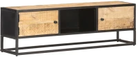 vidaXL Έπιπλο TV με Σκαλιστή Πόρτα 130x30x40 εκ. Ακατέργ. Ξύλο Μάνγκο 130 x 30 x 40 cm Καφέ