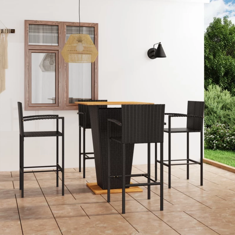 vidaXL Σετ Επίπλων Μπαρ Κήπου 5 Τεμαχίων Μαύρο N/A Μαύρο